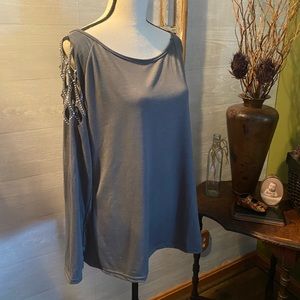 Cold shoulder rhinestone top